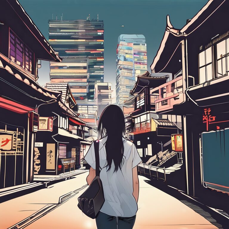 DiffusionBee(cityscape, japanese girl, shirt)